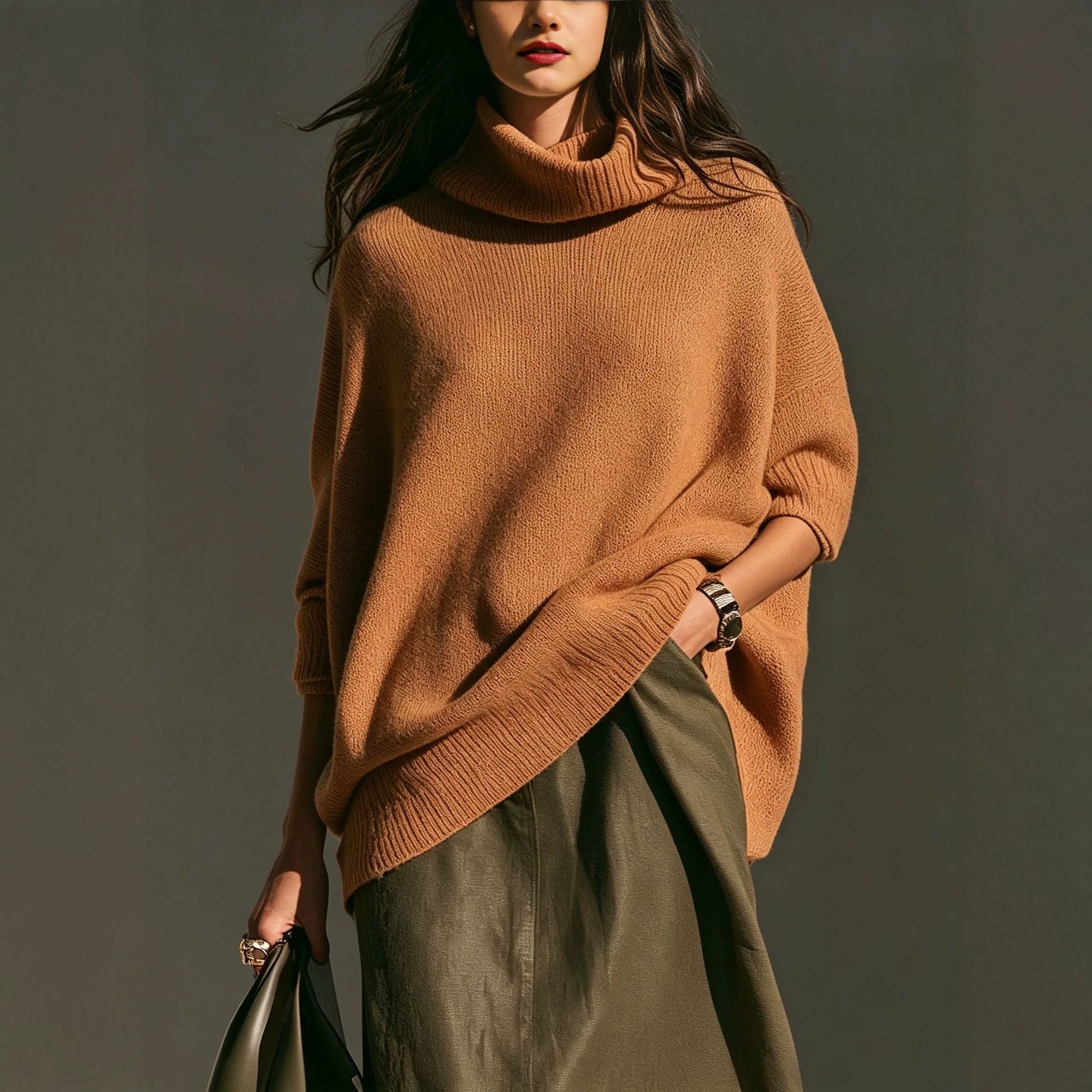 Women's Crewneck Sweater Loose Slouchy Knit Pullover
