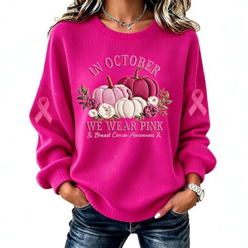 Ribbon Letter Print Crewneck Long Sleeve Waffle Sweatshirt for Women