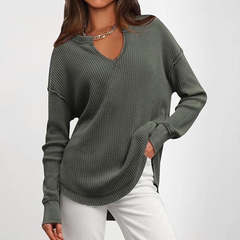 Women's Waffle Knit V-Neck Long Sleeve Cardigan