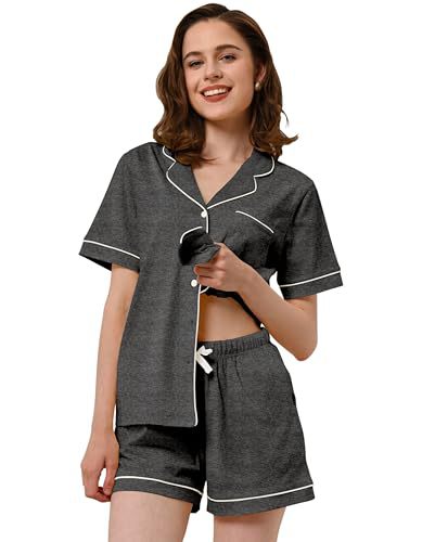Women's Cuban Collar Short Sleeve Button Lounge Set