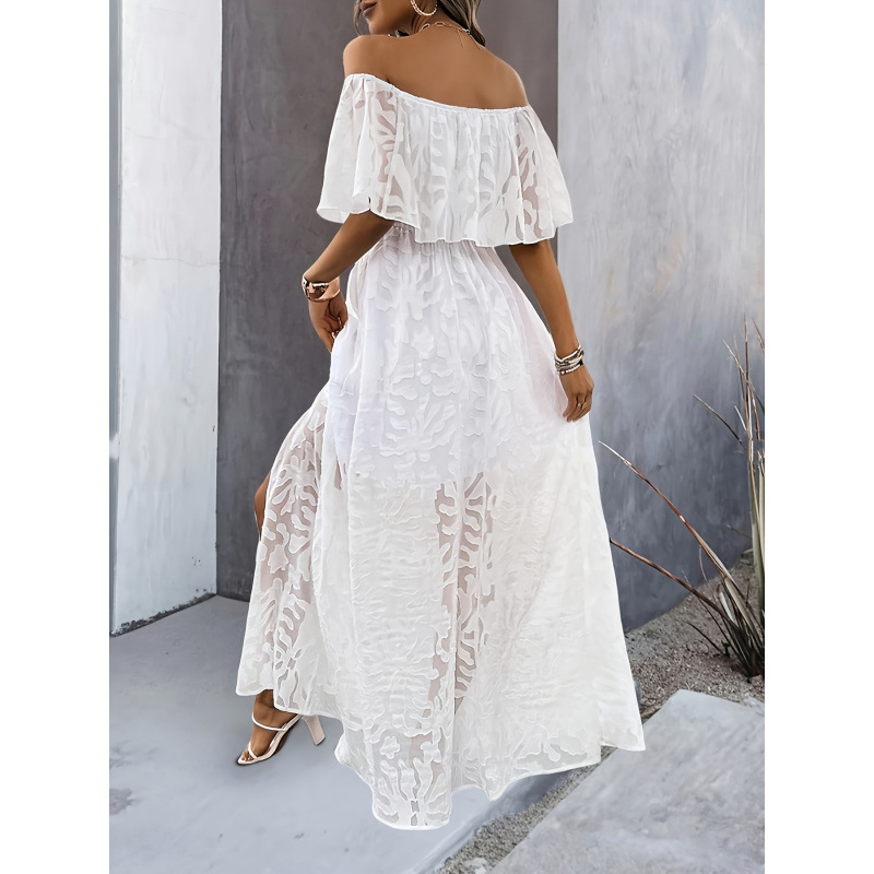 Solid Lace Sleeveless Long Dress