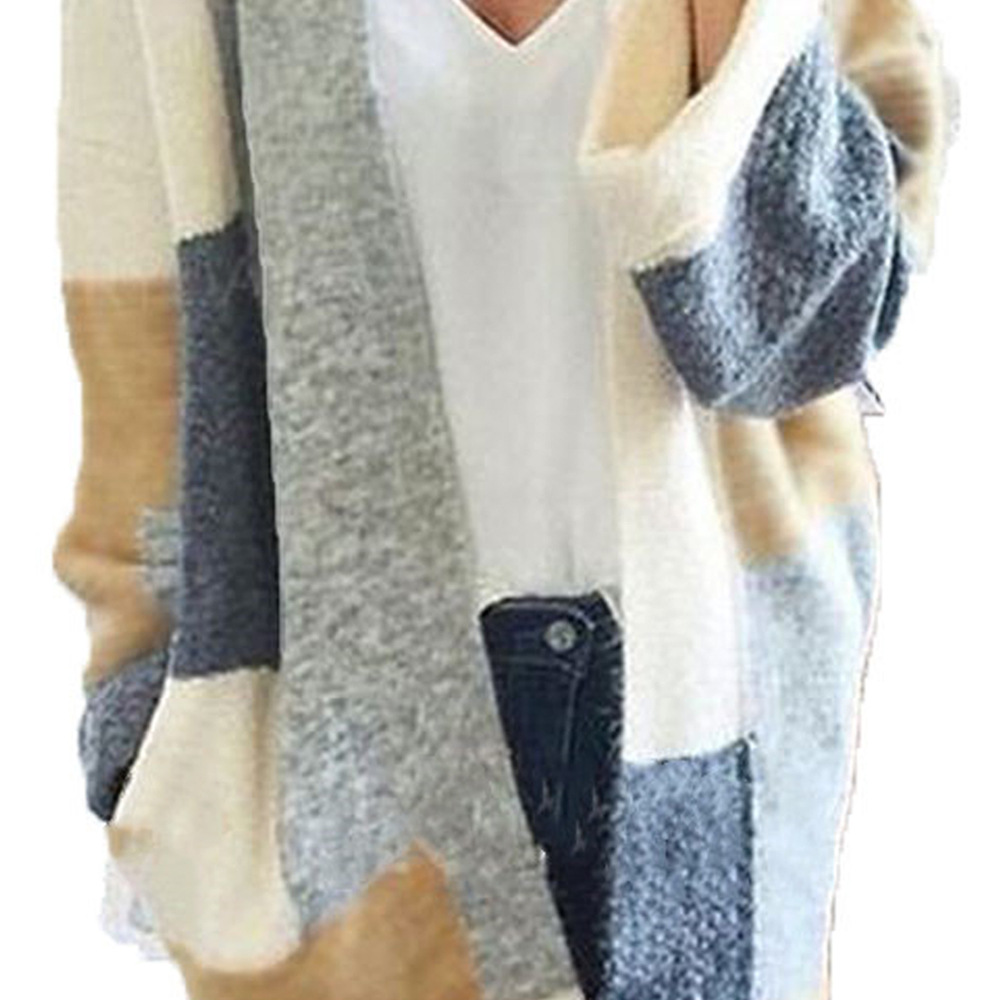 Women's Long Sleeve Knit Cardigan Sweater, Loose Fit, Gray