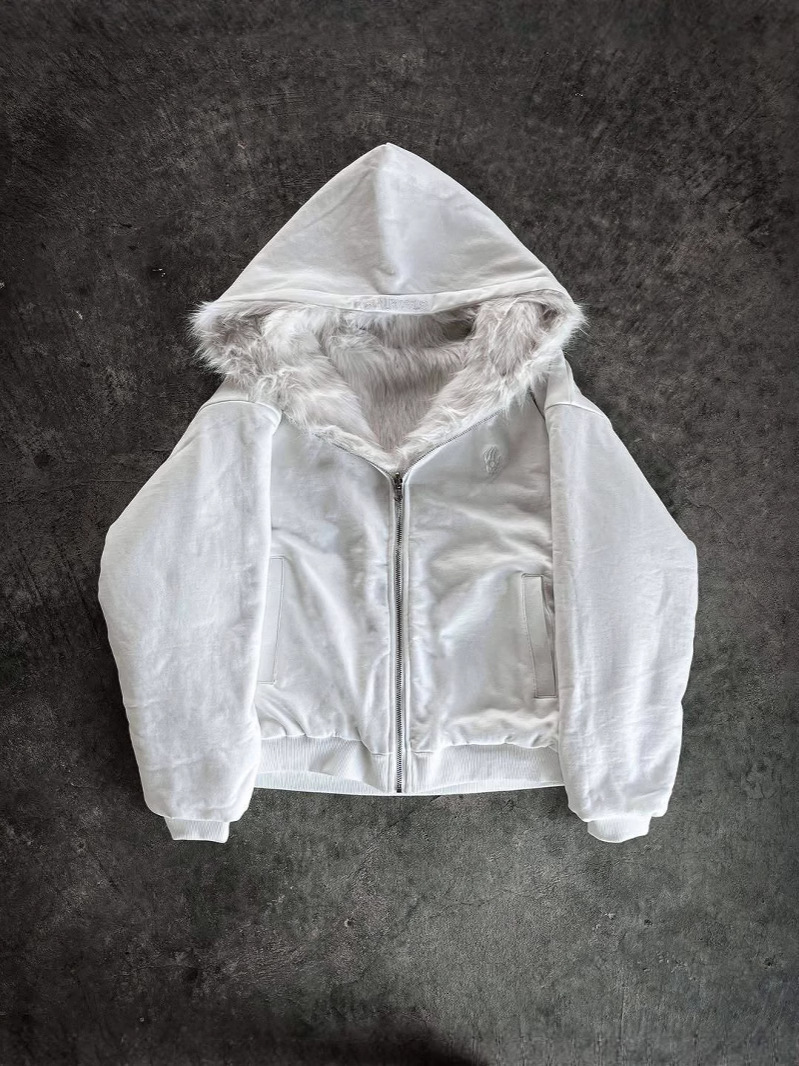 Reversible Hooded Zip Fleece Cardigan Unisex