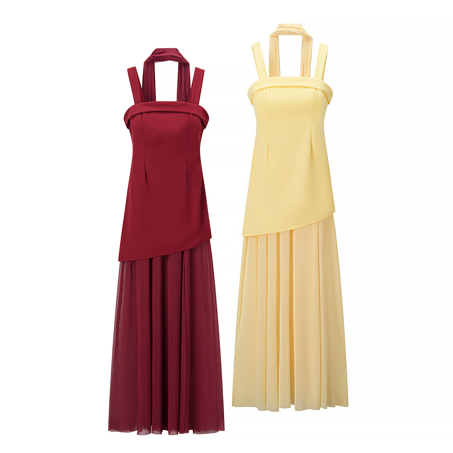Sexy Open-Back Sleeveless High-Slit Halter Long Dress