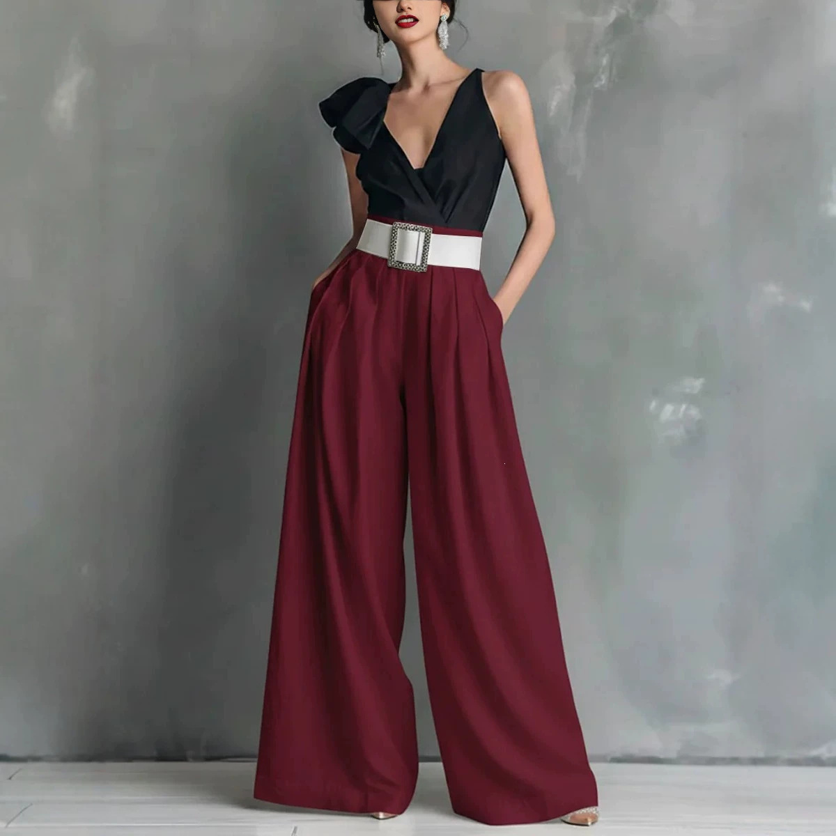 High-Waist Loose Straight-Leg Solid Color Pants for Work and Casual Wear, 10 Colors