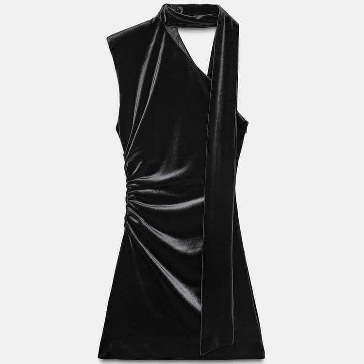 Women's Velvet One-Shoulder Bodycon Midi Dress