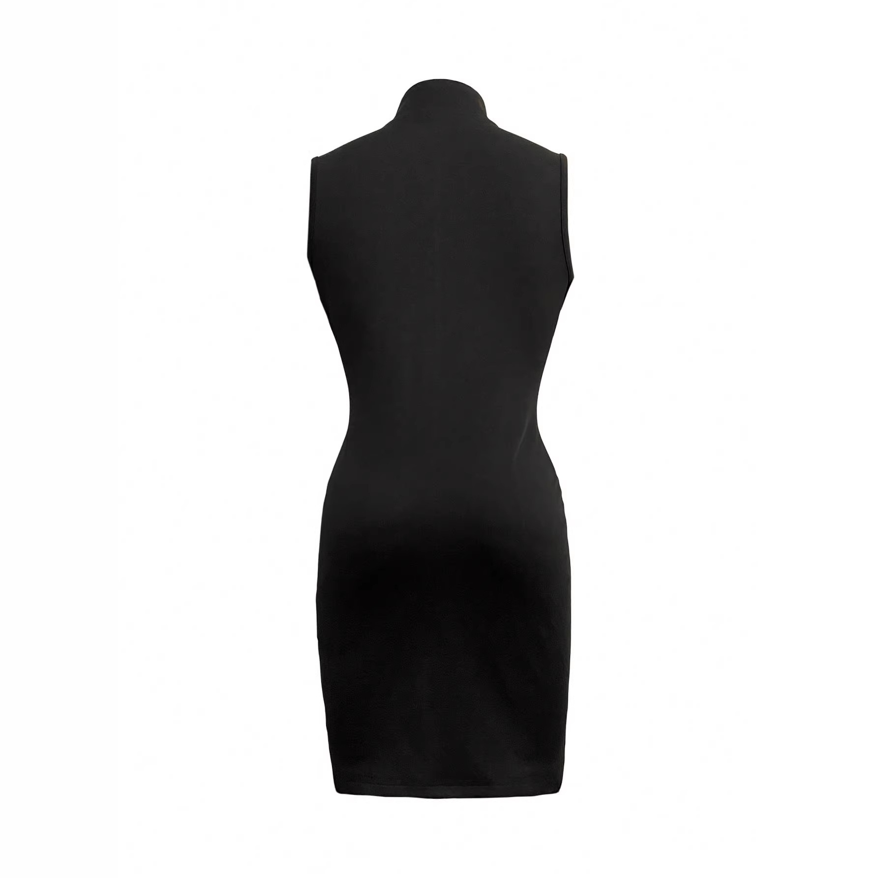 Sexy Deep V Zip-Up Sleeveless Bodycon Mini Dress