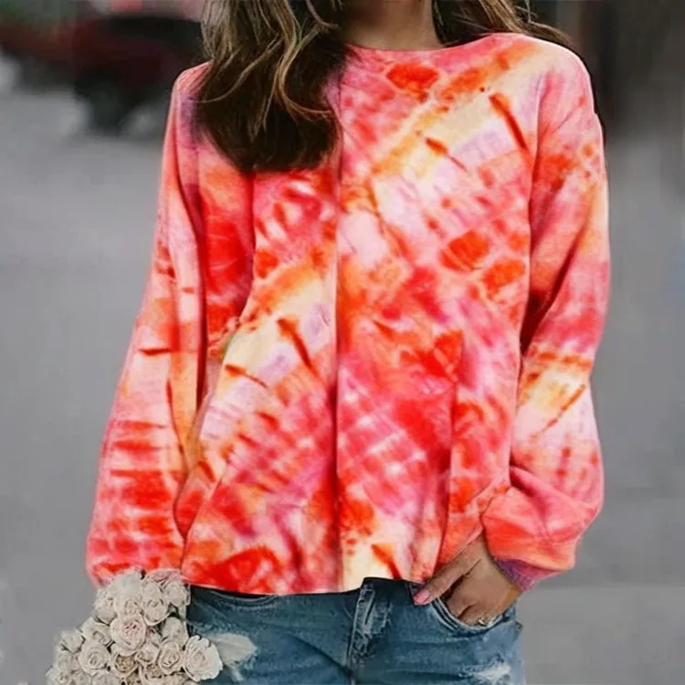 3D Print Women's Sweater Crewneck Pullover Casual Loose Long Sleeve Knit Top