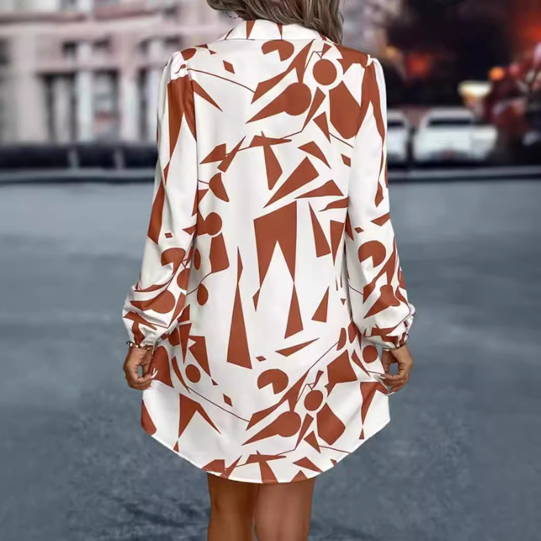 Floral Print Lantern Sleeve Midi Dress with Collar