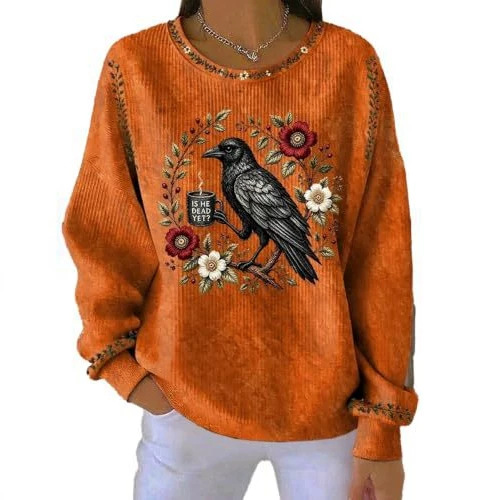 Women's Raven Floral Print Casual Hoodie