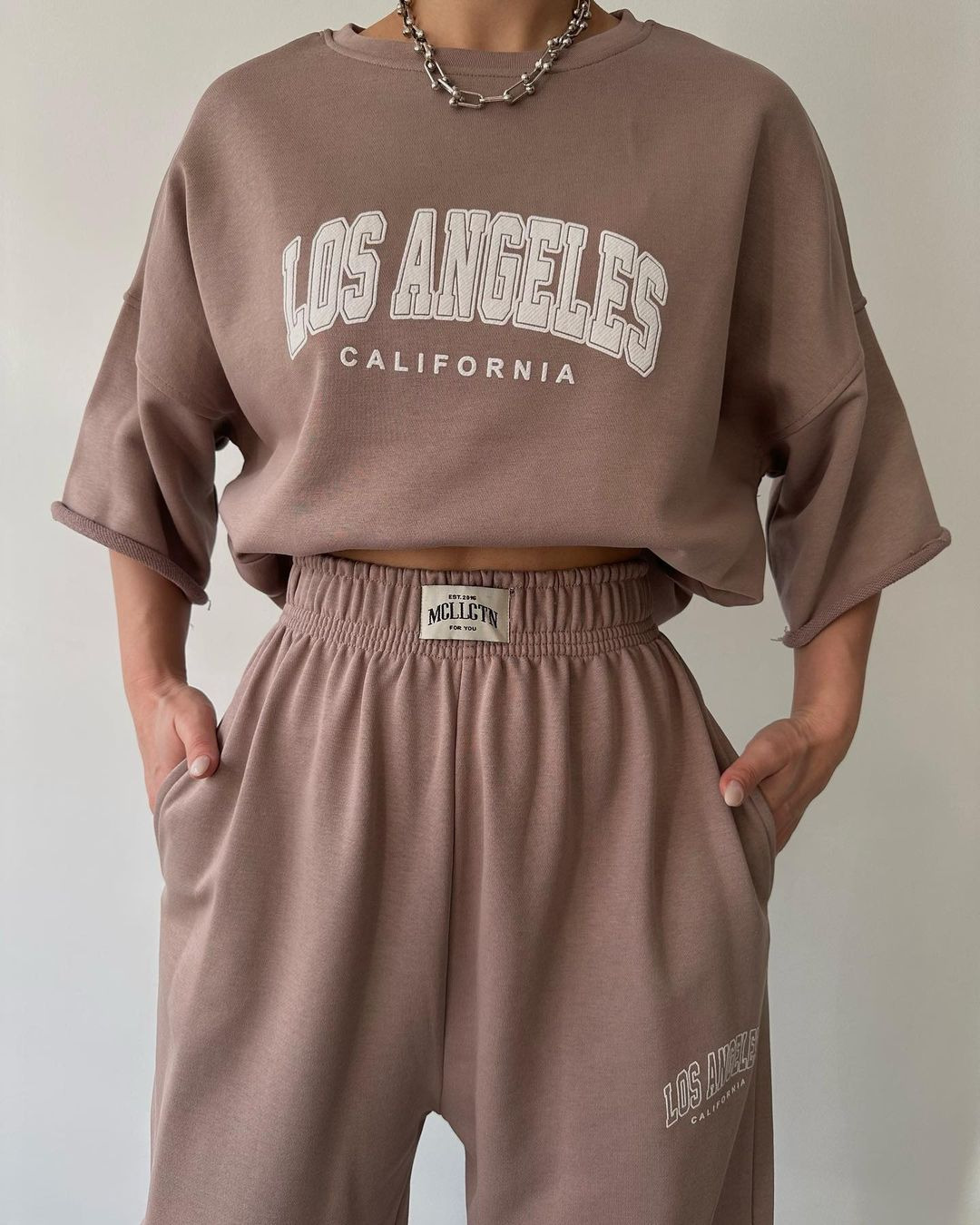 Women's Casual Print Short Sleeve Sweatshirt and Pants Two-Piece Set