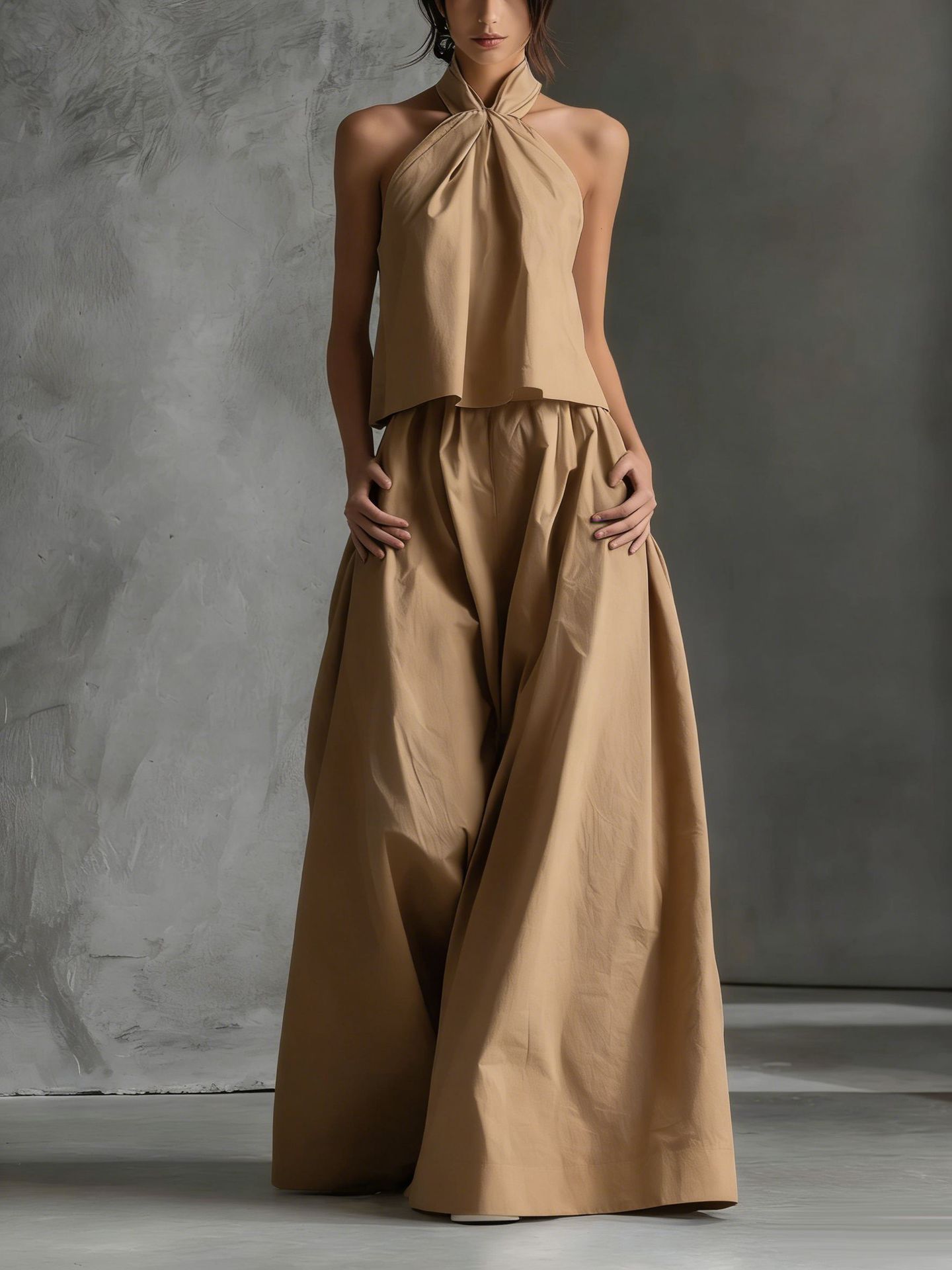 Women's Sleeveless Top and High-Waist Wide-Leg Pants Two-Piece Set