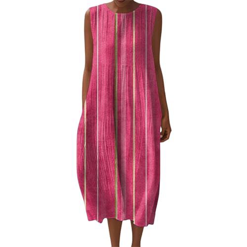 Women's Vintage Floral Print Sleeveless Midi Dress
