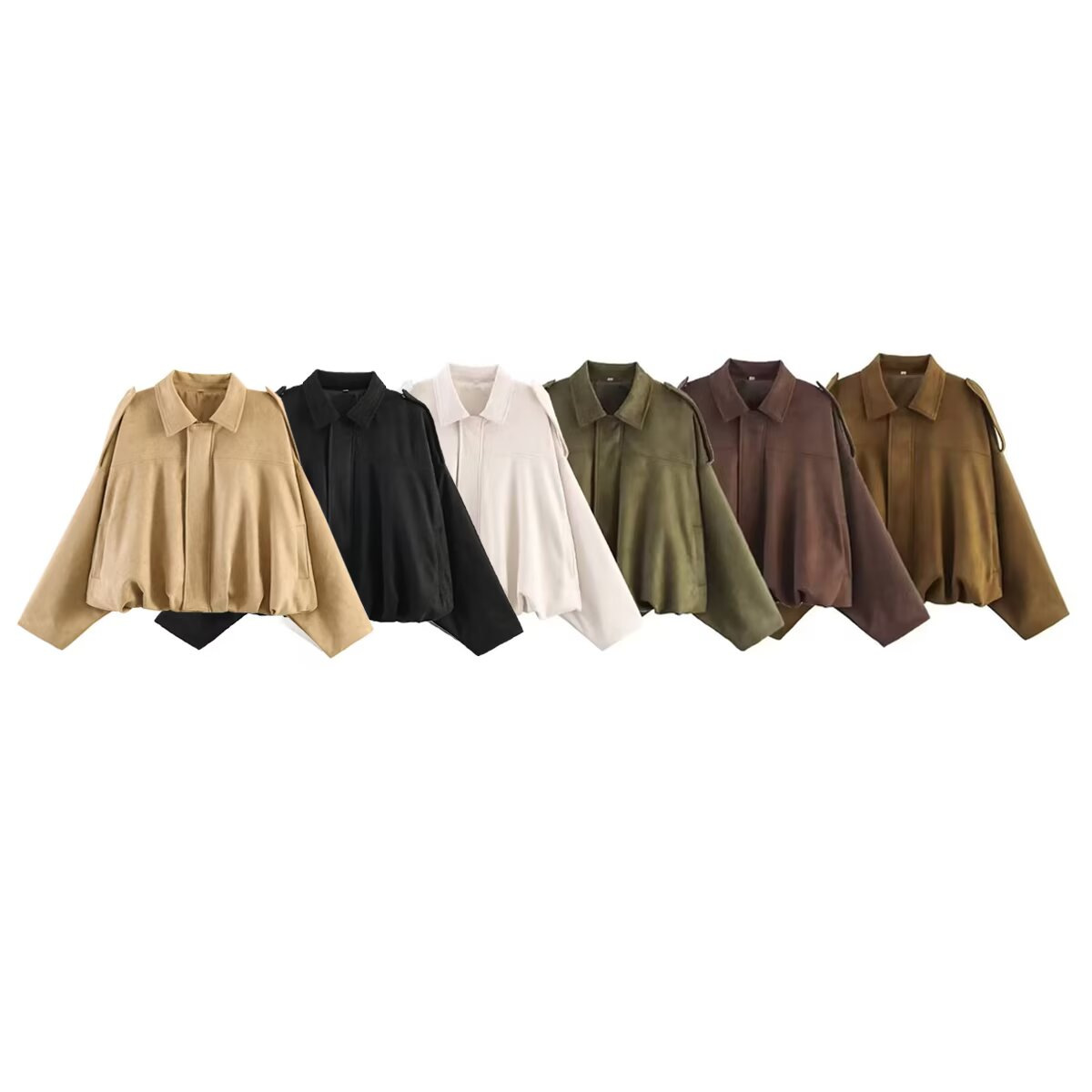 Suede-Feel Bomber Jacket with Pockets