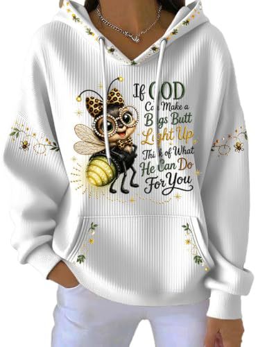 Women's Bee Letter Print Casual Hoodie