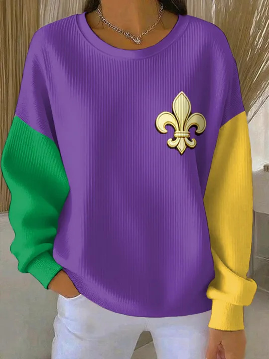 Iris Royal Print Women's Crewneck Sweatshirt