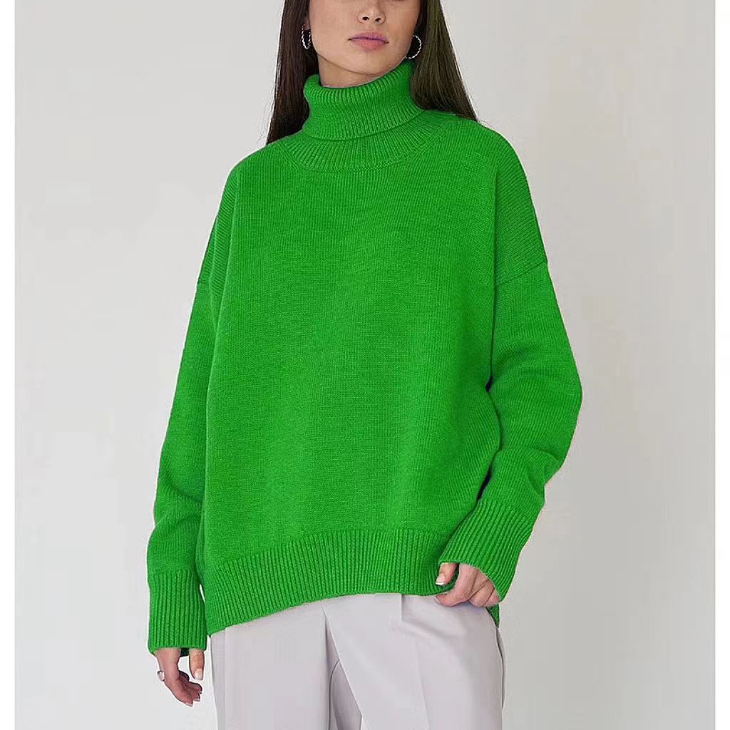 Women's Loose Half-Turtleneck Solid Color Sweater