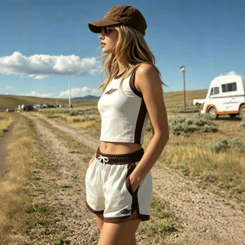 Retro Sleeveless Crewneck Top and Shorts Set