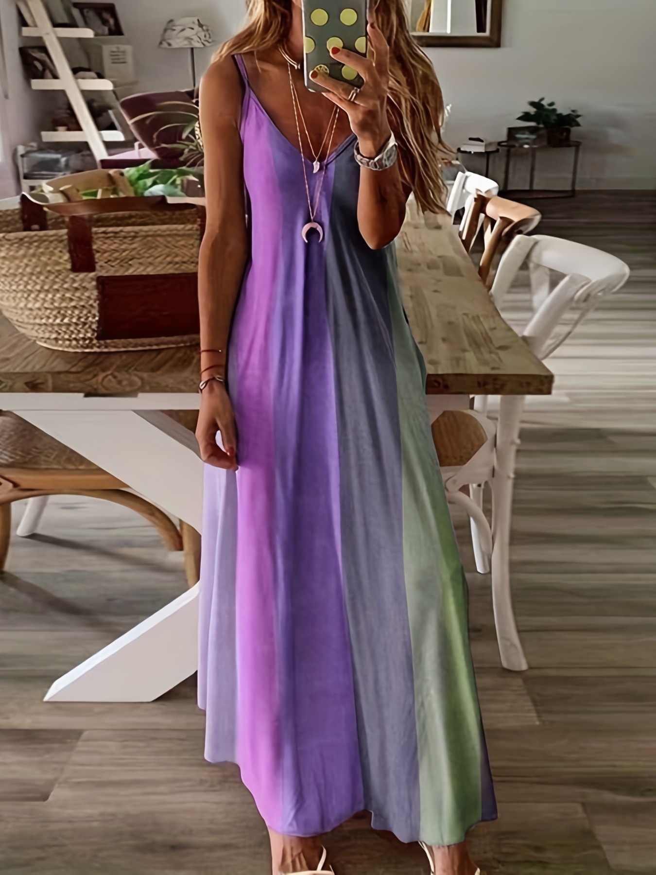 Women's Sleeveless Gradient Print Slip Dress