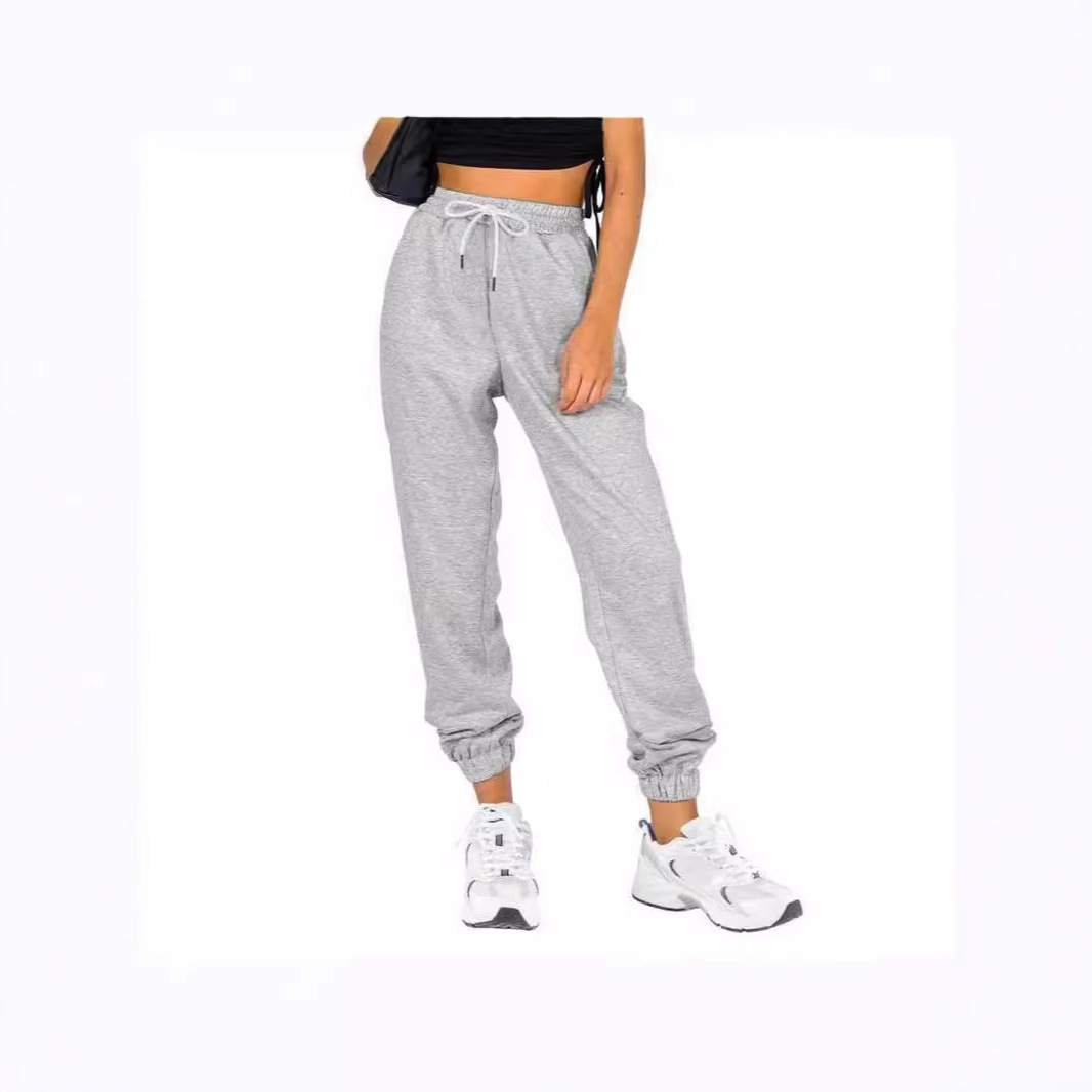 Women's High-Waist Tapered Jogger Pants with Pockets Solid Color