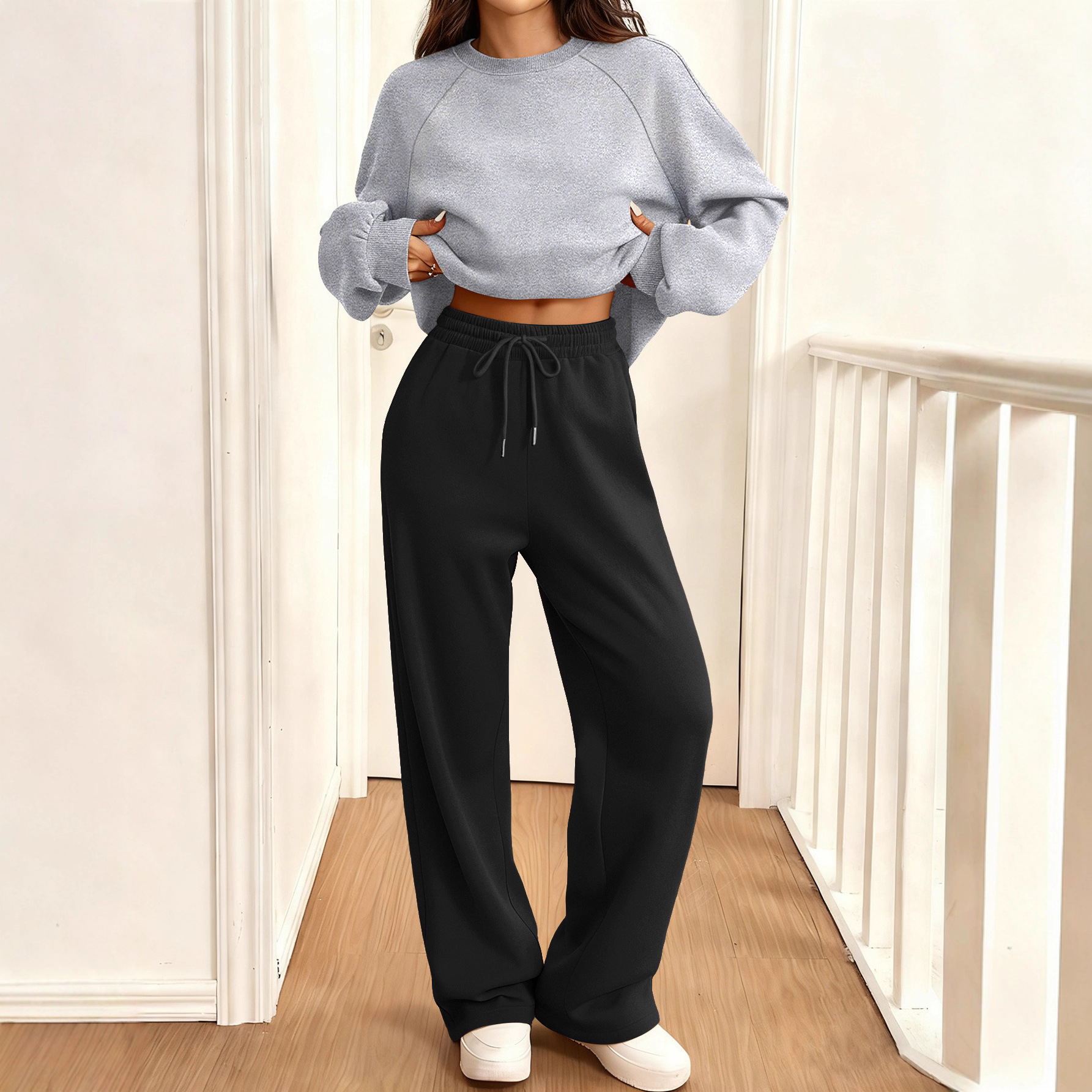 Women's Long Sleeve Casual Sweatsuit Set Colorblock Pullover