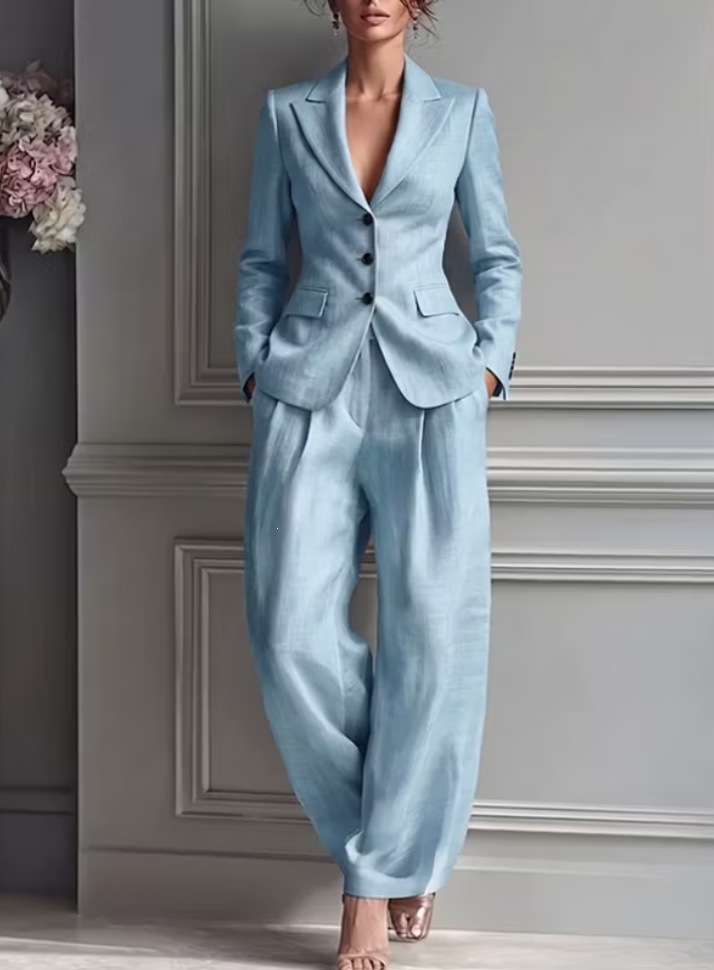Women's Casual Blazer and Pants Two-Piece Set
