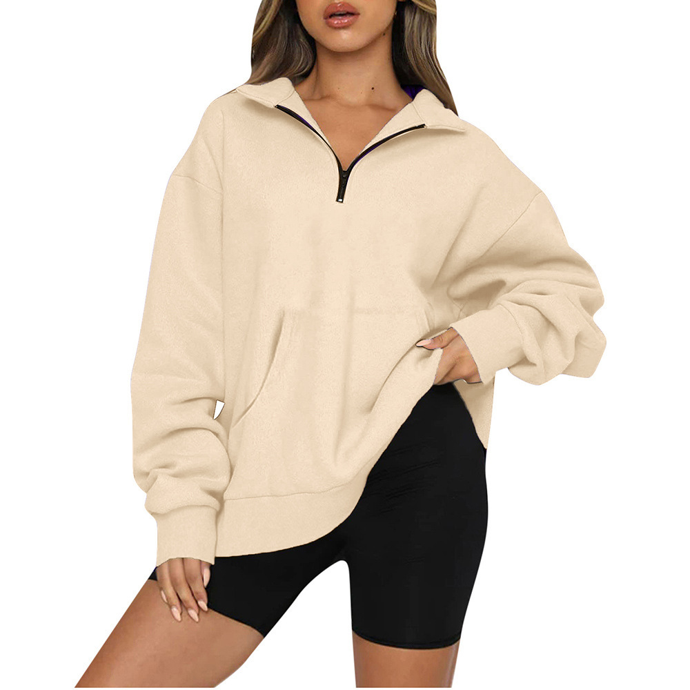 Women's Half-Zip Pullover Hoodie with Pockets Long Sleeve