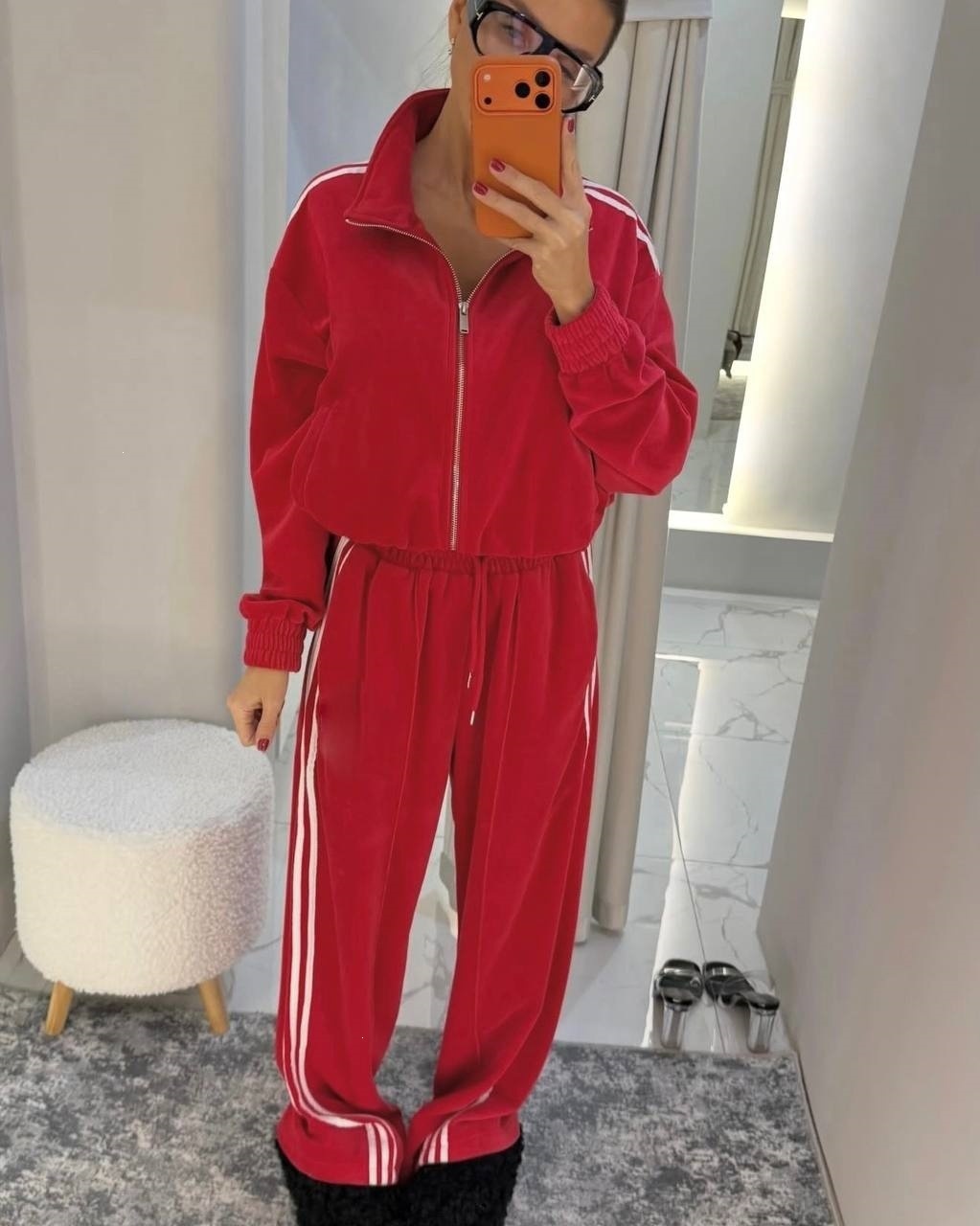 Women's Casual Two-Piece Set Long Sleeve Zip Cardigan and Tie-Waist Pants