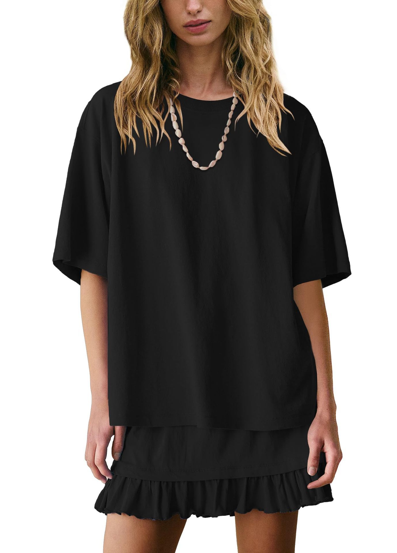 Women's Solid Color Loose Fit Casual Two-Piece Pajama Set with Ruched Detail