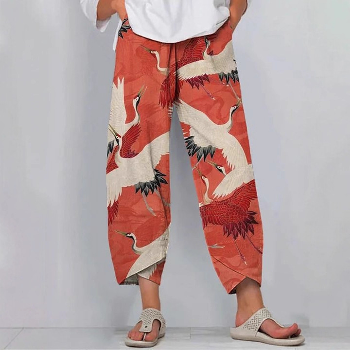 Women's Striped Fish Print Jogger Pants Casual Tapered-Leg