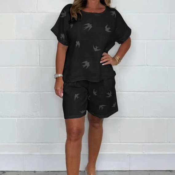 Women's Casual Printed Sleeveless Top and Shorts Set