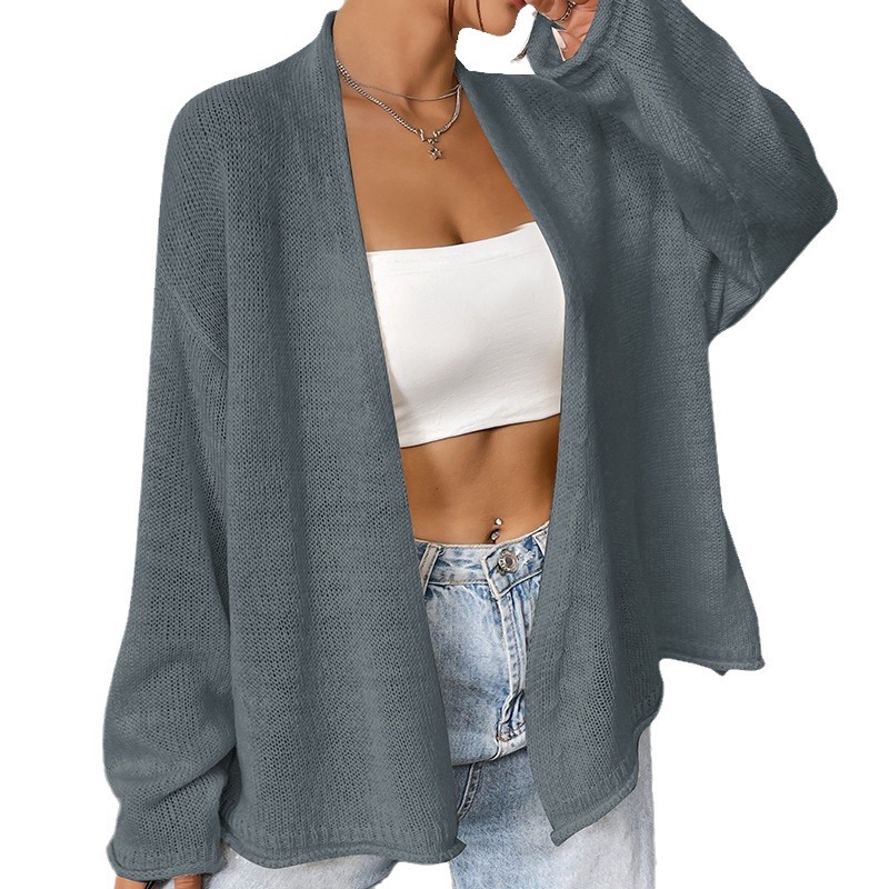 Women's Loose Lightweight Knit Cardigan Solid Color Casual Outerwear