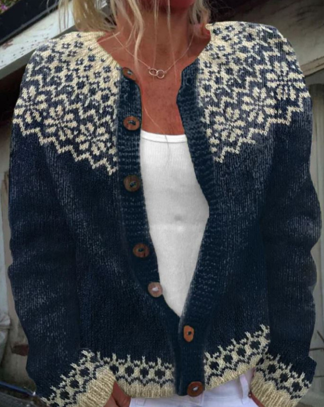 Women's Floral Print Button Cardigan Sweater