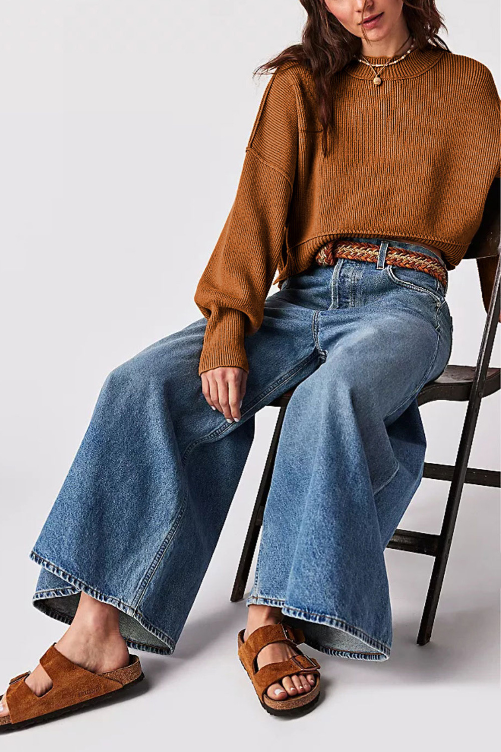 Women's Loose Crewneck Knit Pullover Sweater