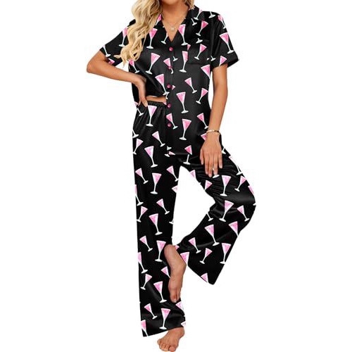 Women's Cuban Collar Bright Print Button Set