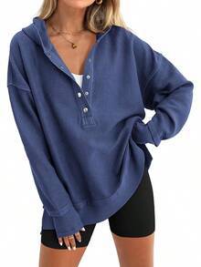 Women's Solid Color Loose Raglan Sleeve Hoodie