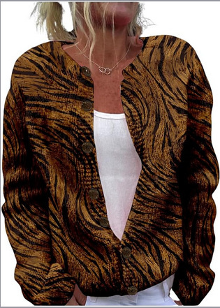 Women's Heart Print Button Cardigan Sweater