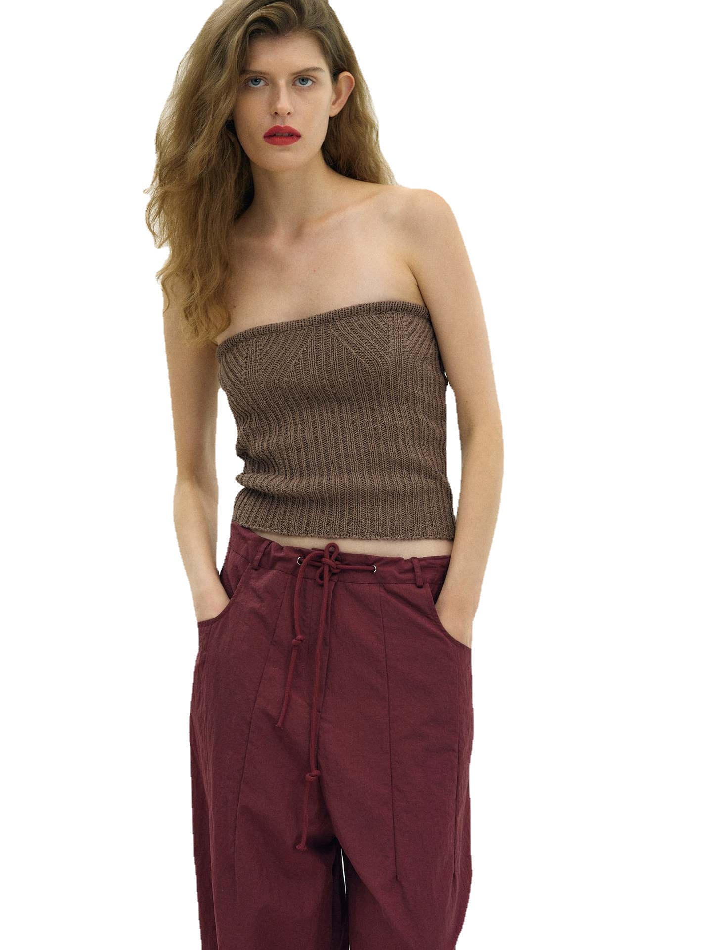 Women's Off-Shoulder Crop Knit Top Sexy Backless Slimming Tube Top