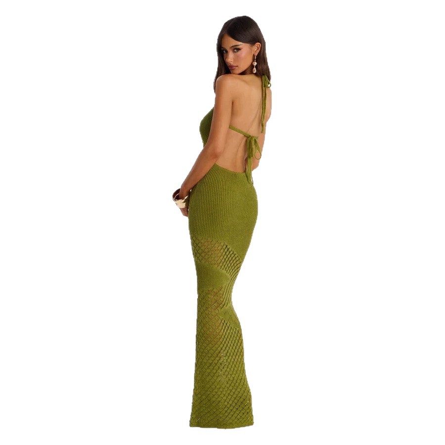 Women's Solid Color Knit Beach Cover-Up Dress