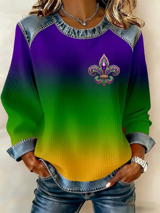 Women's Iris Floral Print Crewneck Sweatshirt