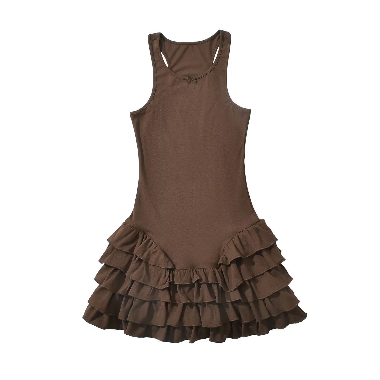 Women's Ruffle Trim Sleeveless Short A-Line Dress