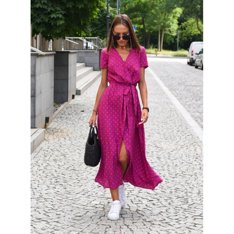 V-Neck Floral Tie-Waist Midi Dress with Flutter Sleeves