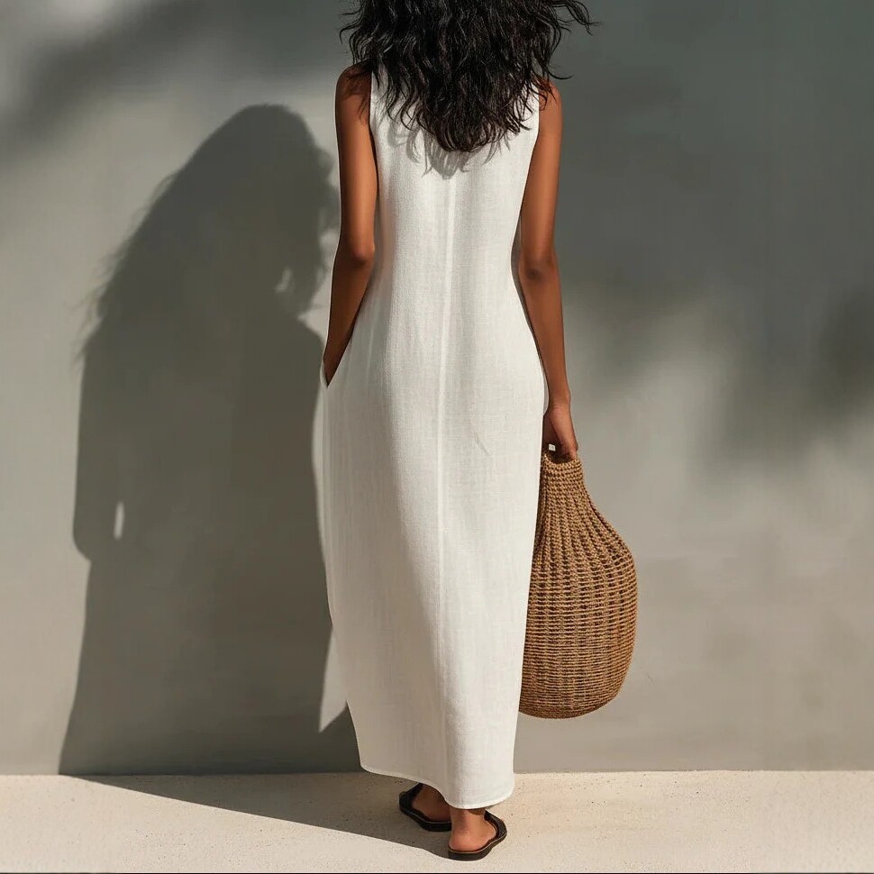 Women's Summer Sleeveless V-Neck Cutout Long Dress
