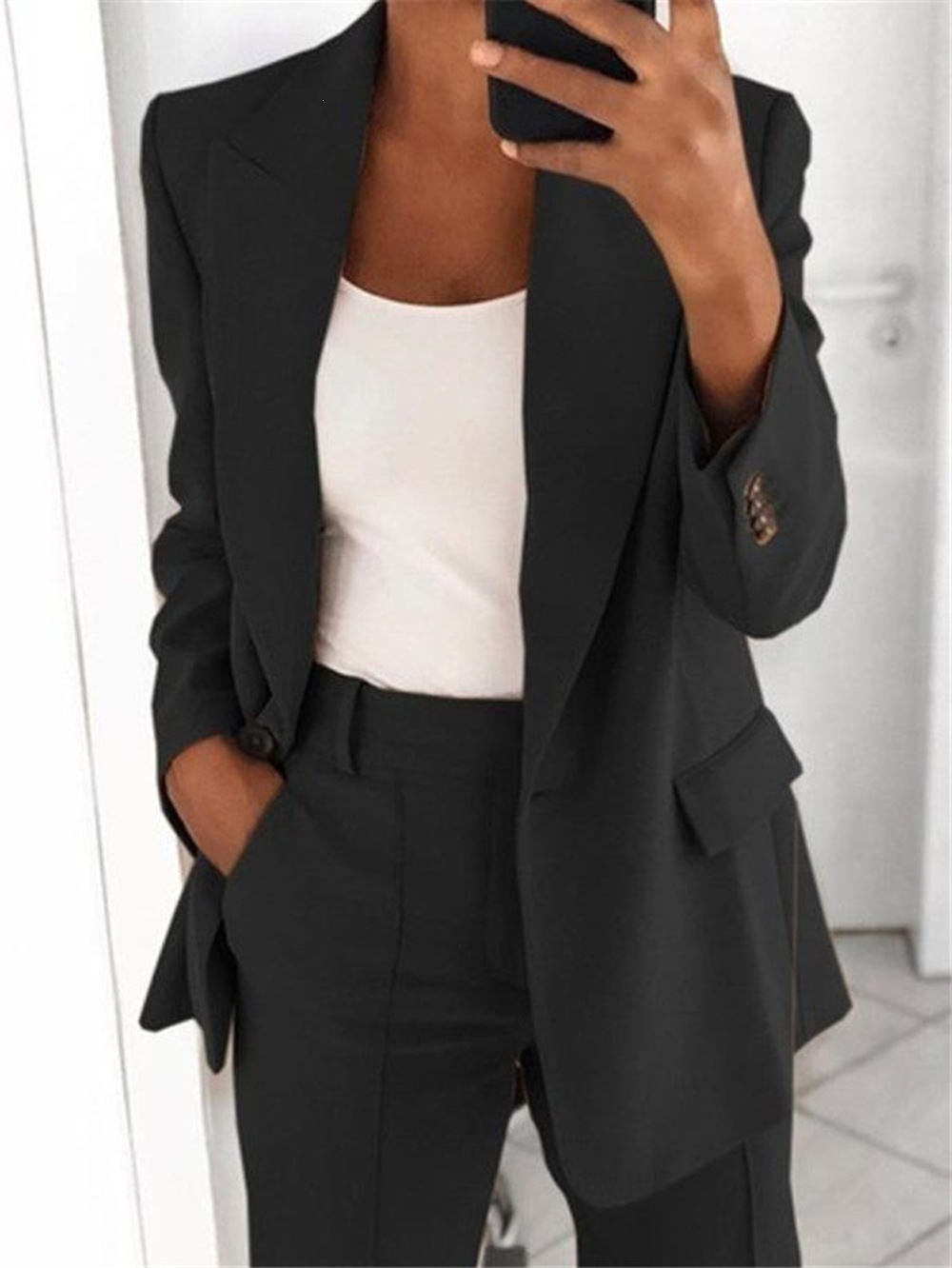 2026 New Cross-Border European & American Fall/Winter Women's Commuter Suit Set – Elegant Long-Sleeve Blazer and Pants Two-Piece Set for Women