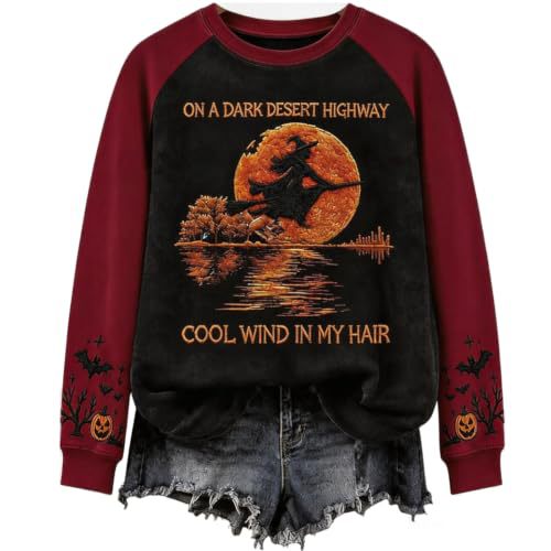 Women's Witch Broom Halloween Print Casual Sweatshirt