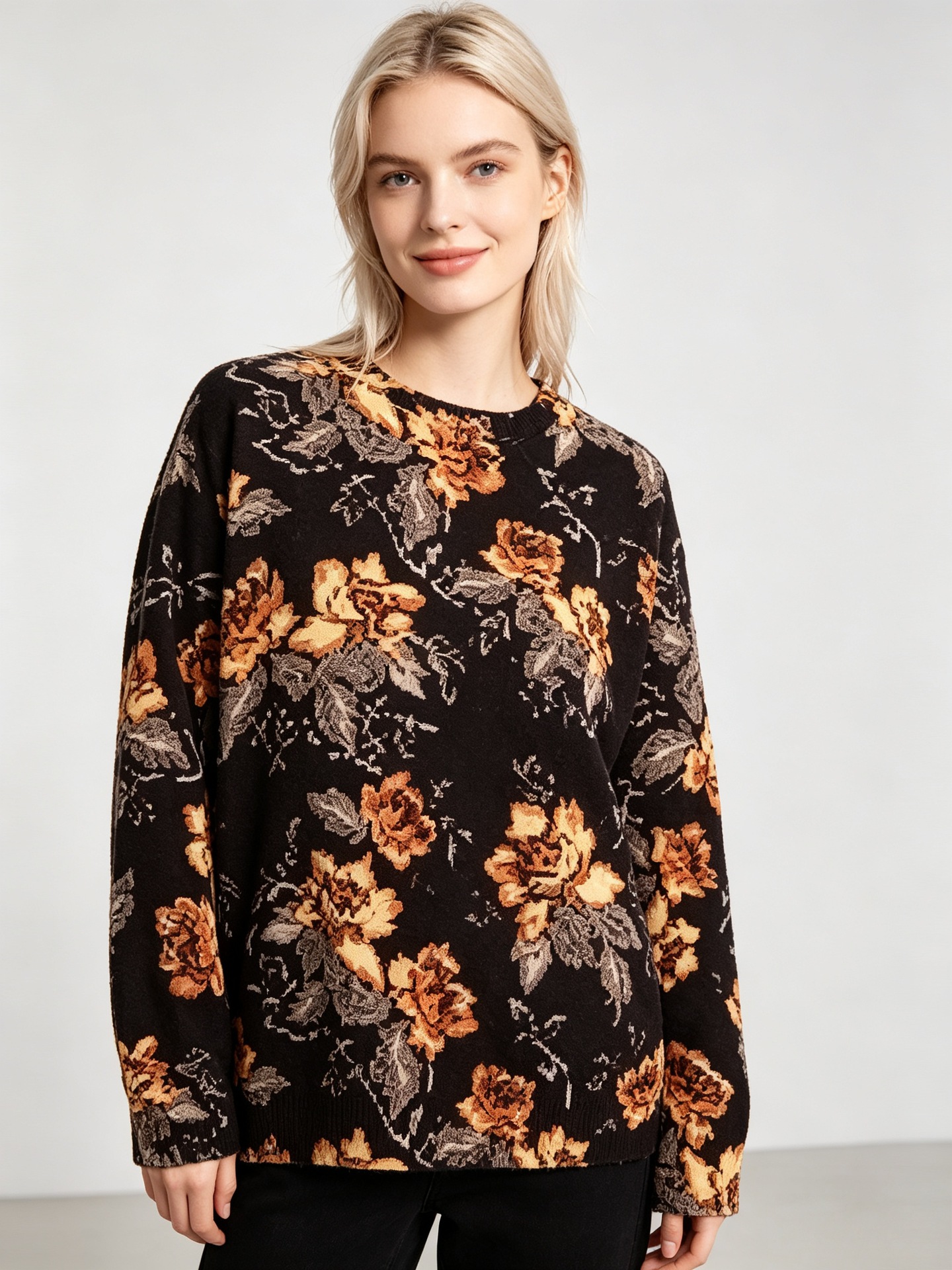 3D Print Christmas Sweater Women's Crewneck Long Sleeve Knit Pullover