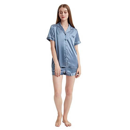 Women's Cuban Collar Short Sleeve Button Set