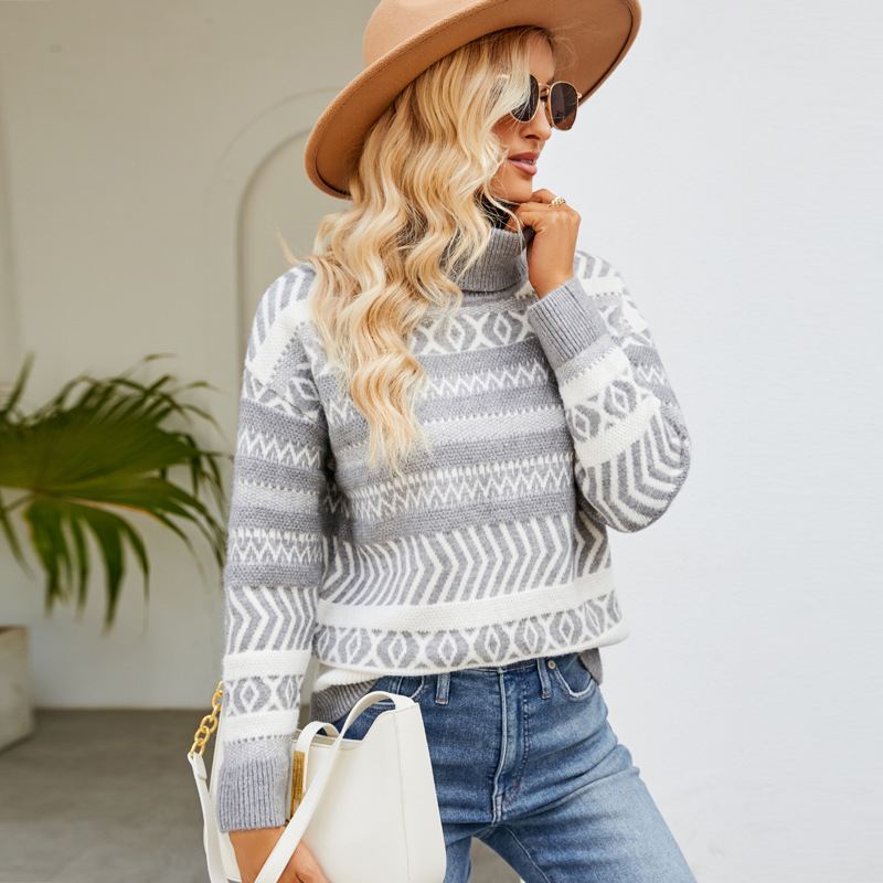 Women's Loose Turtleneck Sweater Casual Knit Pullover