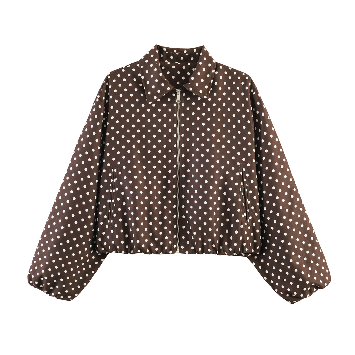 Women's Zip-Up Bomber Jacket with Puff Hem