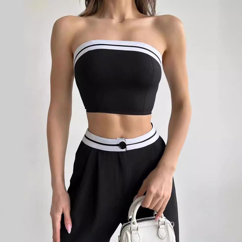 Women's Color-Block Sports Cami & High-Waist Wide-Leg Pants Set